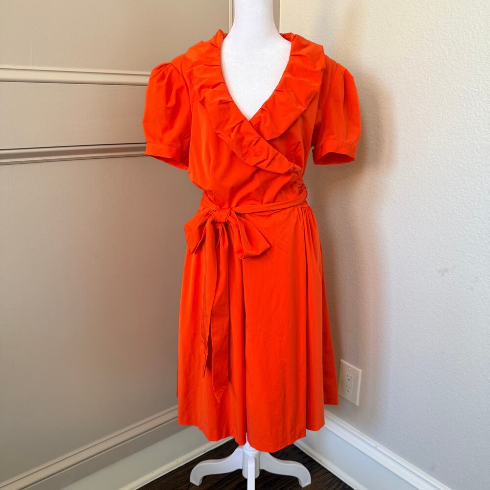 Diane Von Furstenberg Bethania Orange Wrap Dress Size 12 - Picture 2 of 10
